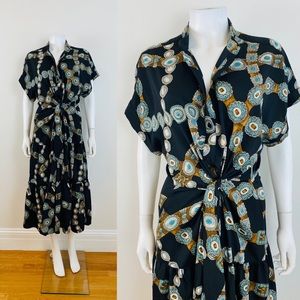 Lauren Ralph Lauren Concho Belt Tiered Midi Dress Southwestern L XL